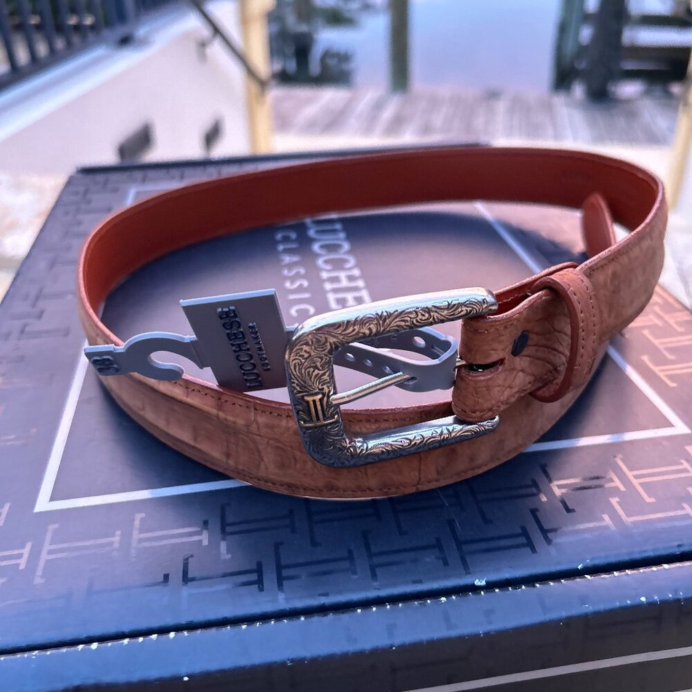 New Lucchese Classic Genuine Crocodile Men's Belt Size 38, 1.25 inch wide